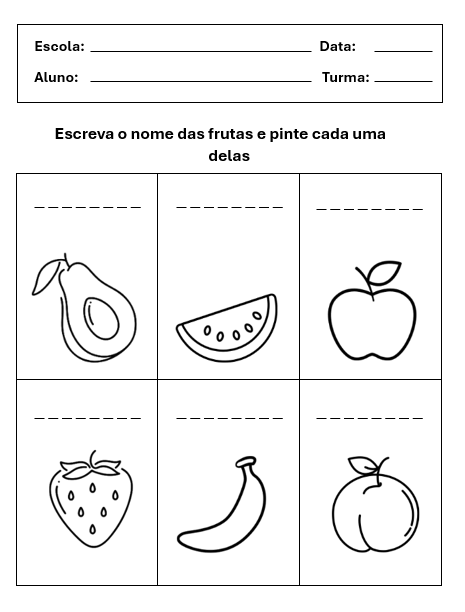 atividades frutas em inglês