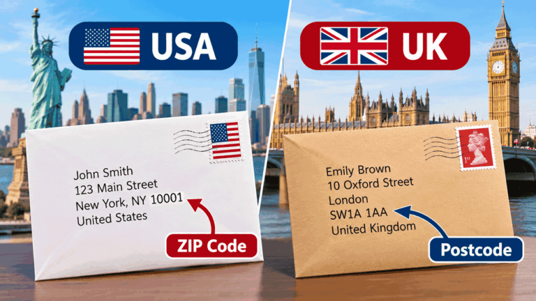 Exemplos de endereços em inglês nos Estados Unidos e no Reino Unido