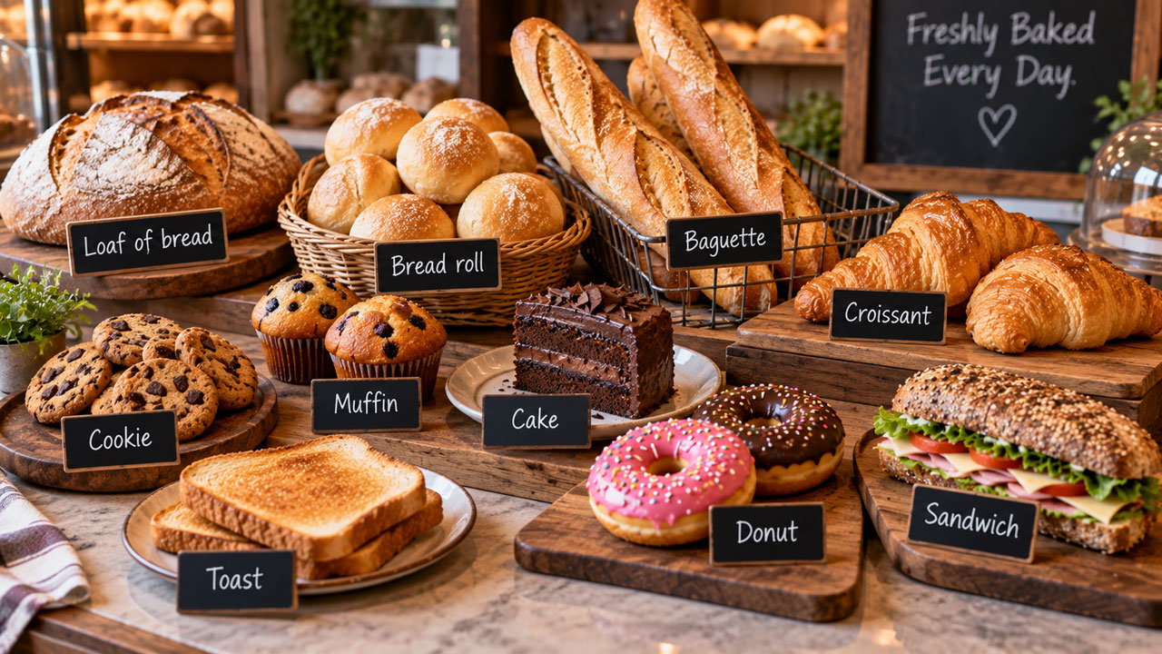 Diferença entre loaf, slice, roll e bun em inglês