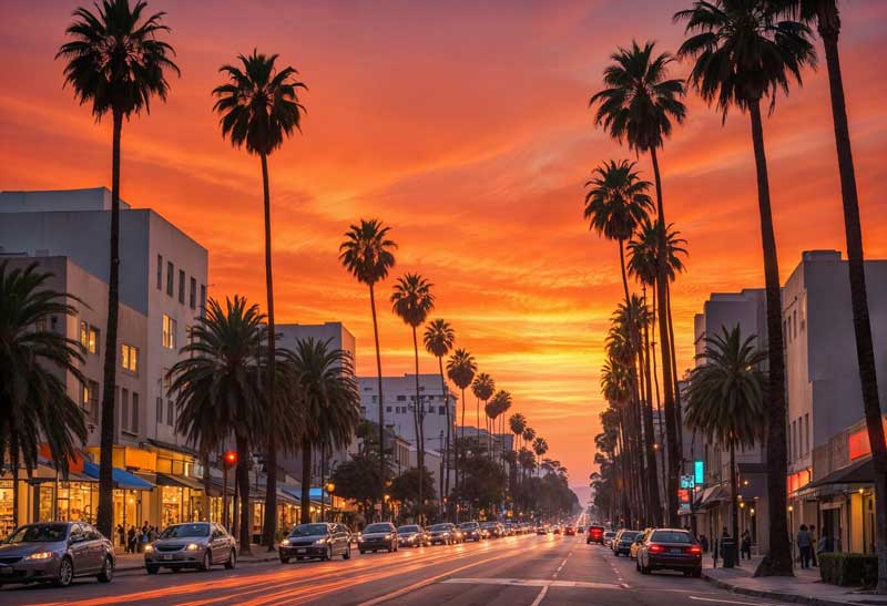 Vista das ruas de Los Angeles