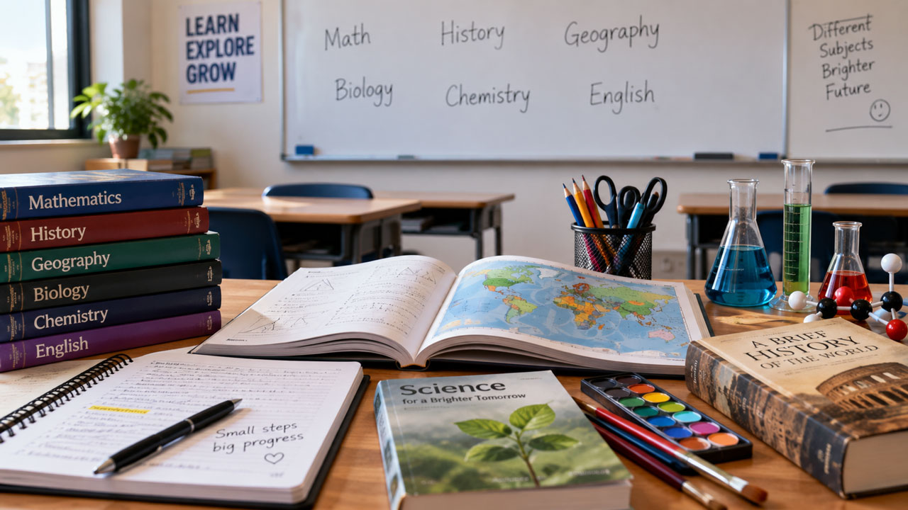 Principais matérias escolares em inglês