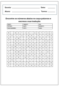 Atividades de Números em Inglês - Inglês Treinando