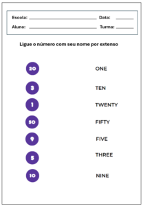 Atividades de Números em Inglês - Inglês Treinando