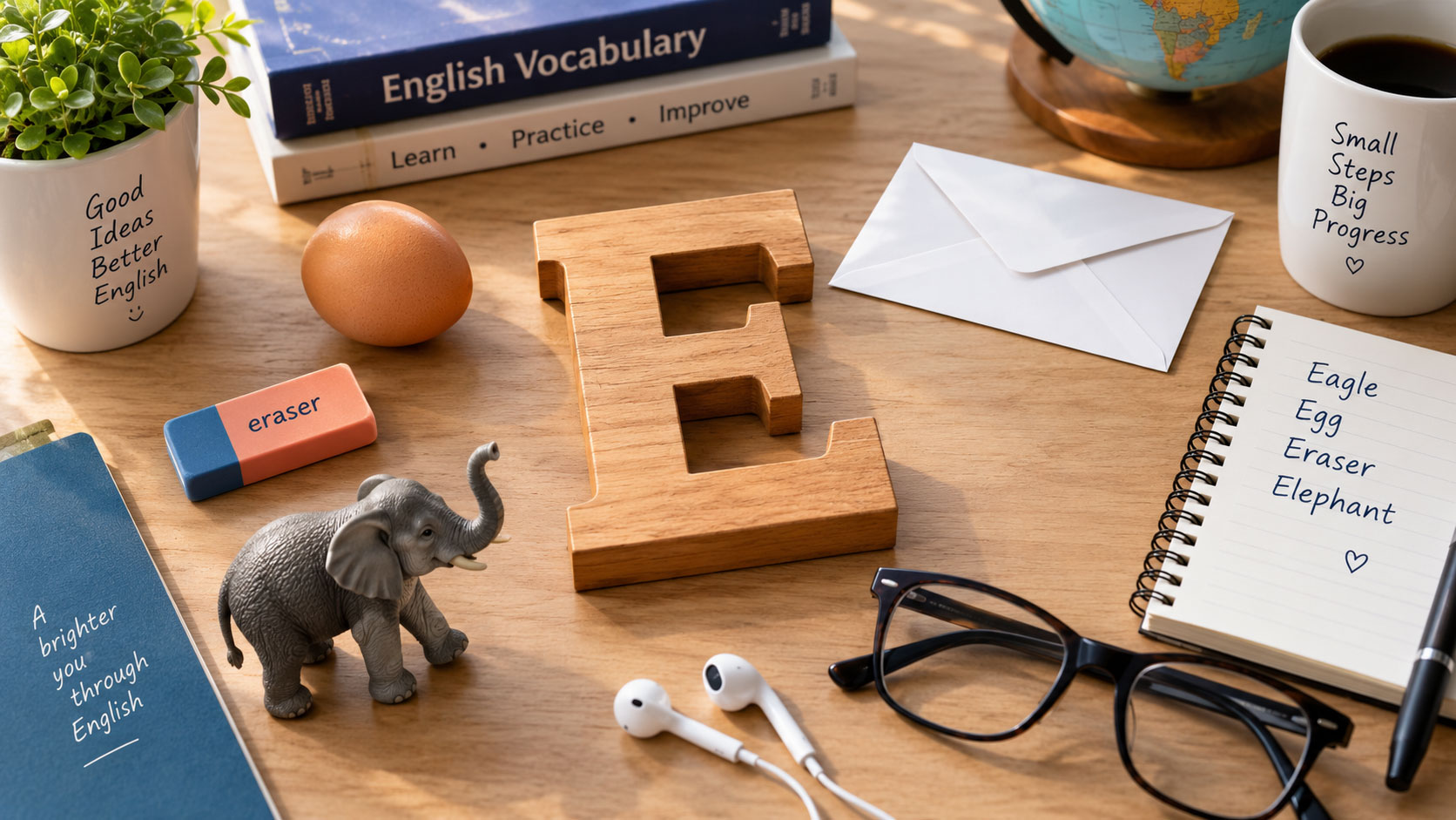 Palavras em inglês com a letra E e exemplos de vocabulário